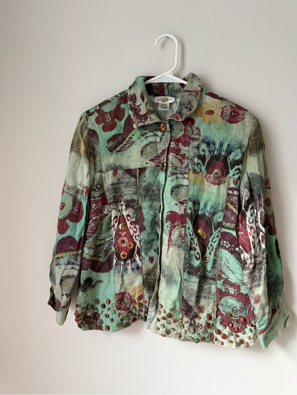 Sandy Starkman Mint Green Floral Button Jacket